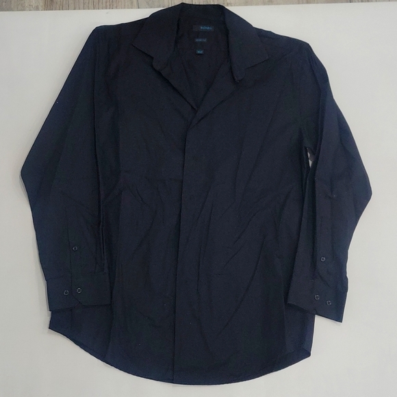 Bibas slim fit long-sleeve black shirt size medium  15.5 16 - Picture 1 of 4